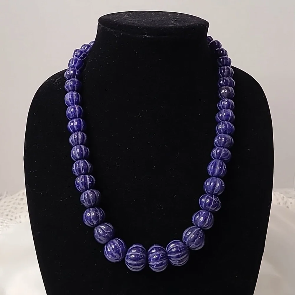 Sapphire Carved Bead Necklace